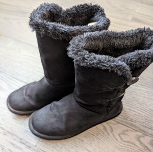 Faux suede black boots size 7